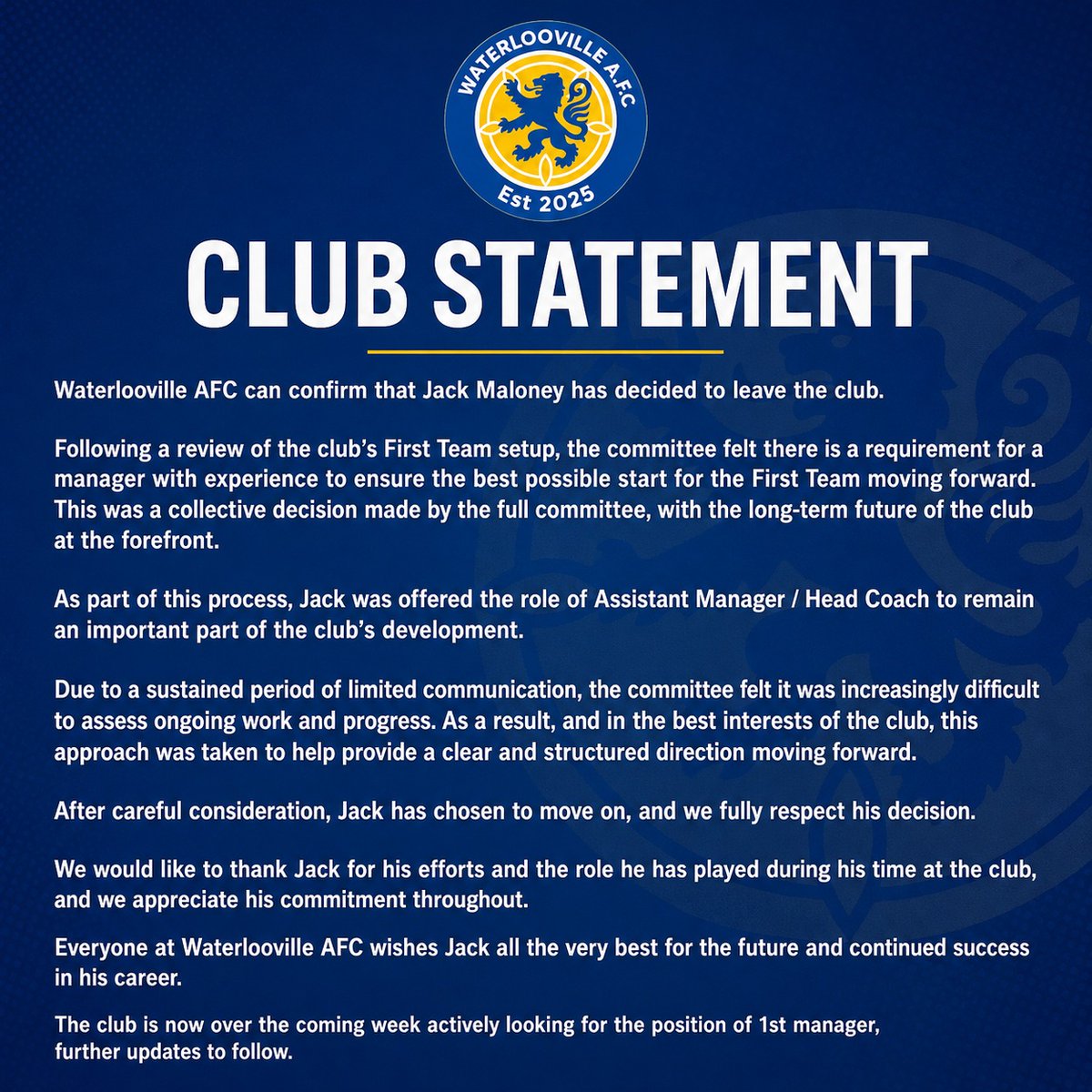 waterloovillafc's tweet photo. 𝐂𝐥𝐮𝐛 𝐒𝐭𝐚𝐭𝐞𝐦𝐞𝐧𝐭.
#uptheville #WaterloovilleTyres #ENMAC #playgroundportsmouth #headlineprinters #gccivilsltd https://t.co/nnP5mudEZX