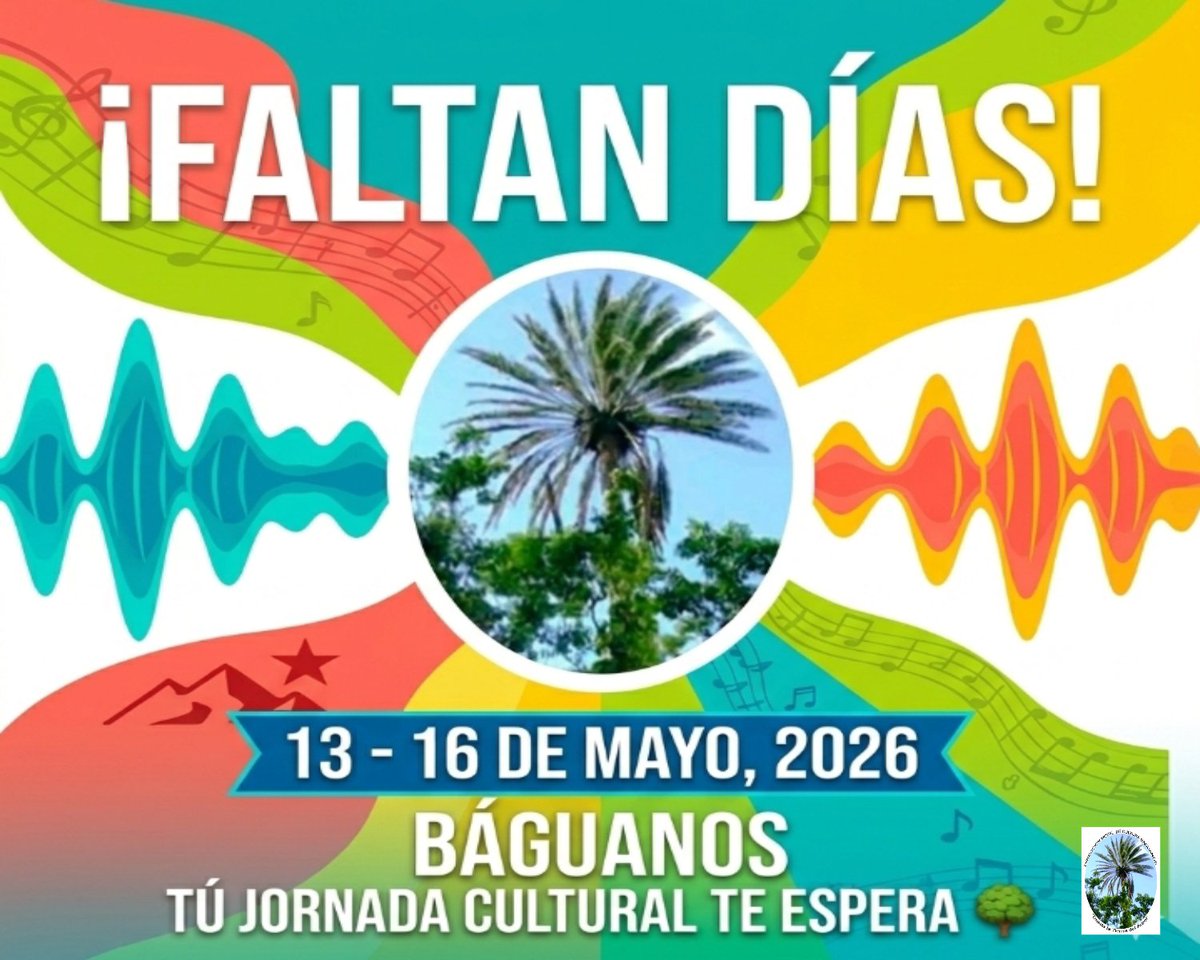 🌳✨ ¡La Cuenta Regresiva Ha Comenzado! ✨🌳
Desde la tierra del árbol que silba y canta, nos preparamos para vivir una experiencia única e inolvidable: ¡la XLVI Jornada de la Cultura baguanense! 
#Baguanos