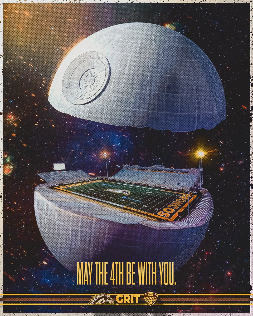 WMU_Football's tweet photo. May the Fourth be with you, Bronco Nation 🪐

#EAT | #GRIT https://t.co/zHkOGxP5mY