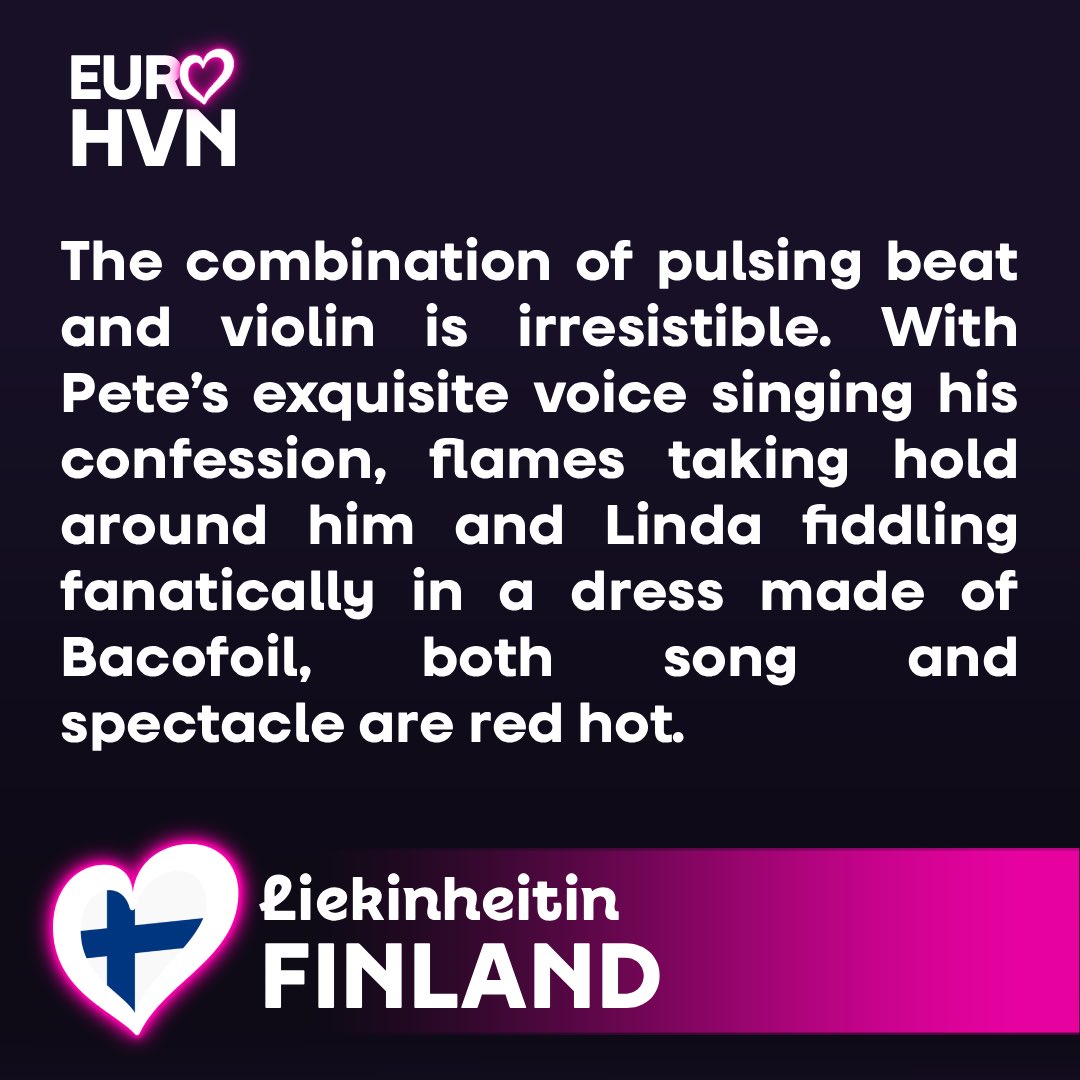 EuroHeaven98's tweet photo. Eurovision 2026 reviews: Finland 🇫🇮 https://t.co/z3ECN9OLYZ