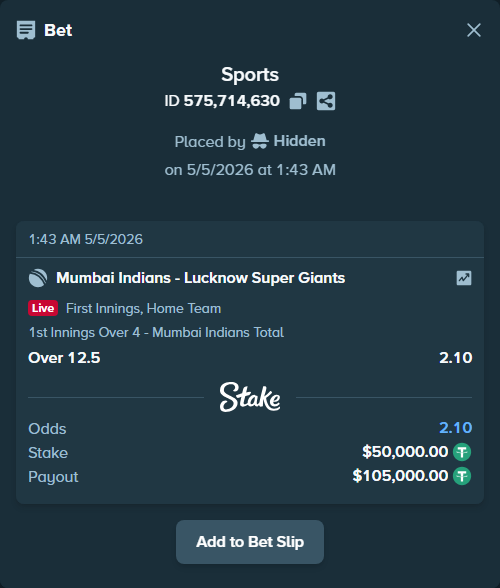 stakehighroller's tweet image. Casually slammed $50,000 on Mumbai Indians - Lucknow Super Giants. Bold.

View on Stake: stake.com/sports/home?ii…

#OneFamily #IPL #SportsBetting