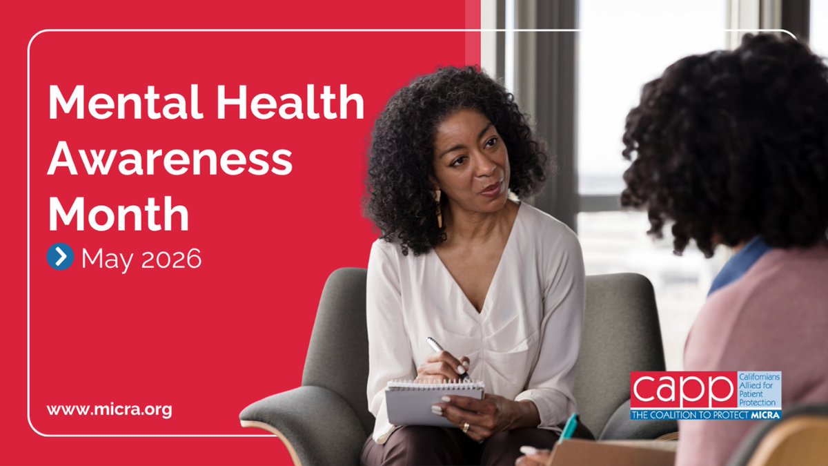 MICRAworks's tweet photo. May is Mental Health Awareness Month, a reminder that access to behavioral health care is essential to overall well-being. We appreciate the providers across our coalition working to ensure Californians can access the support &amp; services they need. https://t.co/0N0kx0UvPs