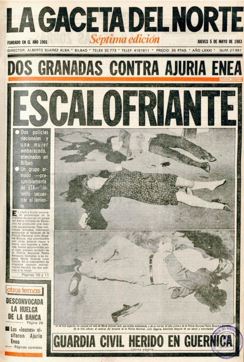MARIAPerezFern's tweet image. Así es Marco, no vamos a permitir que se olvide ni a Fabio, ni a ninguno de los asesinados por #ETA. Tal día como hoy 4 de mayo de 1.983 en Santuchu,  Bilbao, ETA perpetra una carnicería en un garaje.