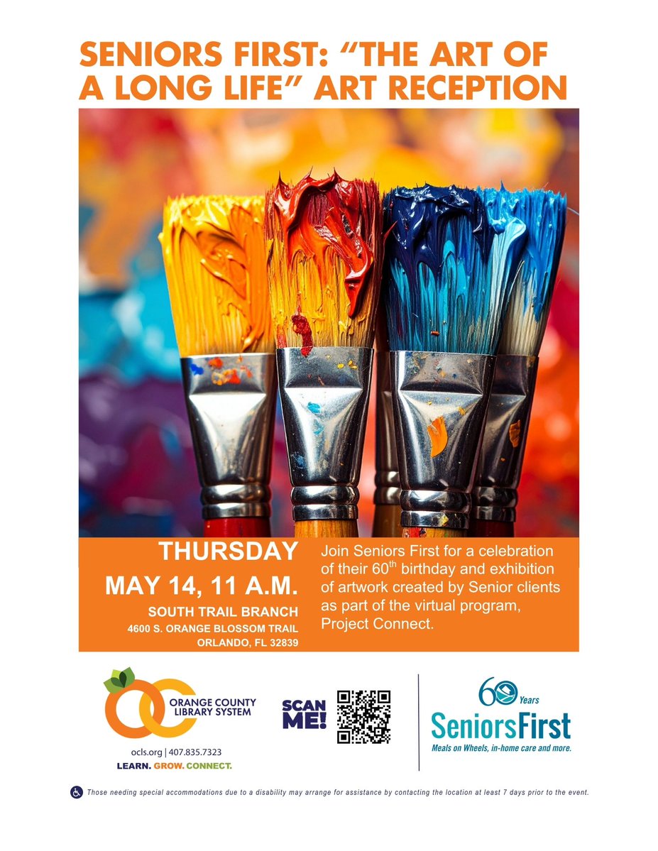 So excited setting up our display of art done by Seniors First Project Connect clients. The show, titled "The Art of a Long Life" will be on display at the Orange County Library's South Trail Branch for the month of May with a formal presentation to be held May 14th at 11am.