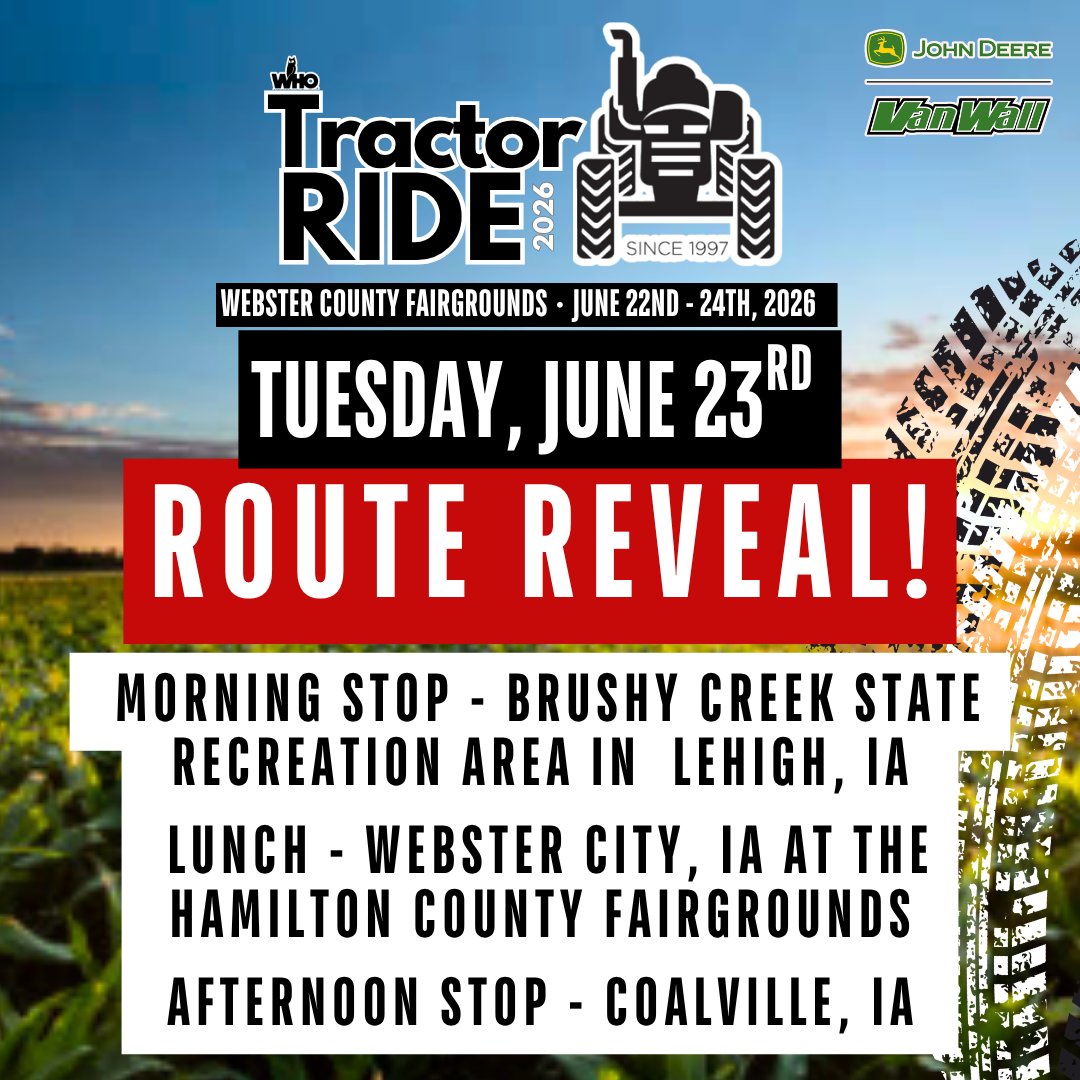 BigShowFarm's tweet photo. 🚜🌽@WHORadio Great Iowa Tractor Ride Day #2 Route Reveal is HERE!🚜🌽 

Registrations are being accepted thru May 31st!

@QuinnWHO @radiomurley https://t.co/elqg0k6FSr