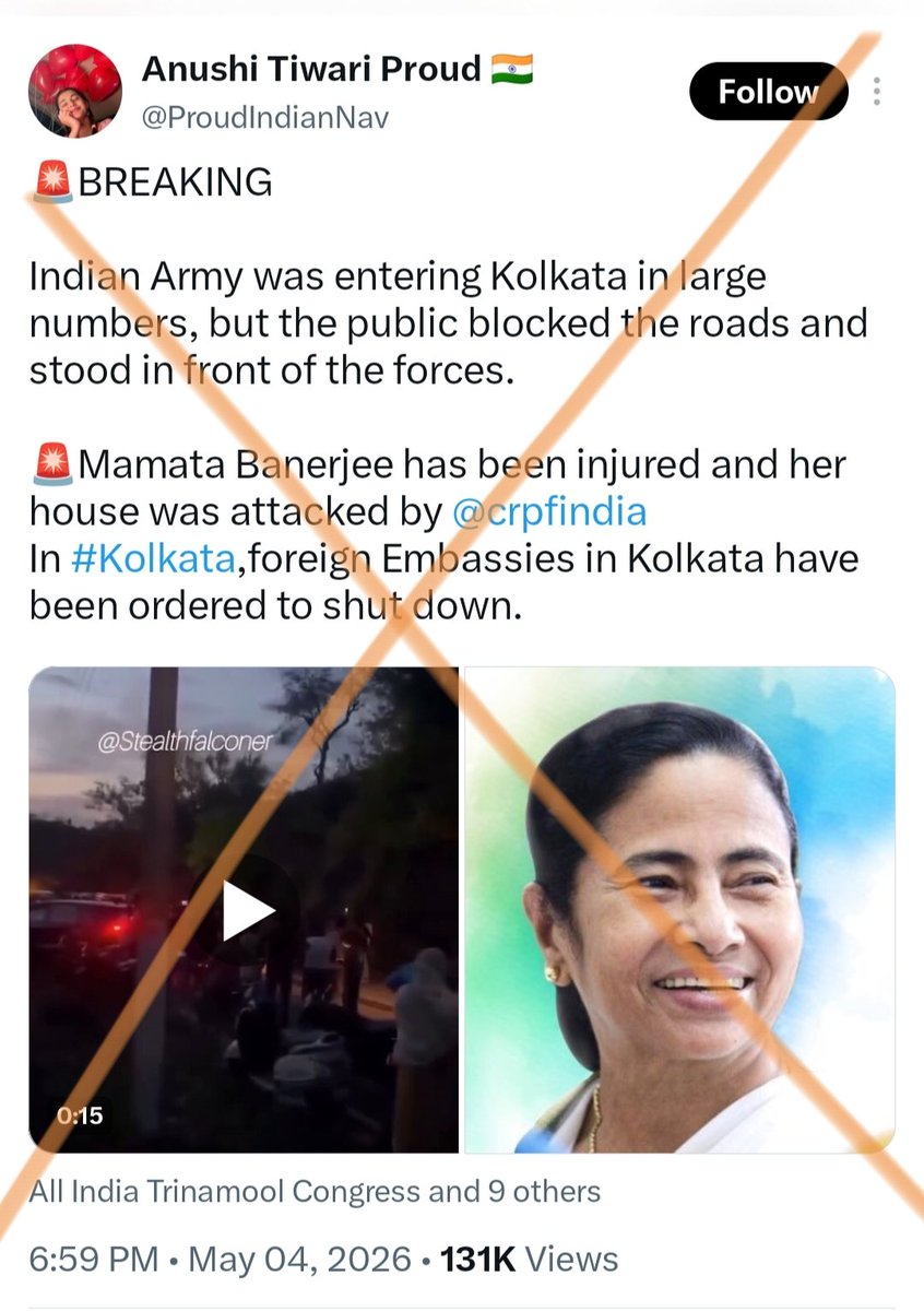 Fake news alert: This is a propaganda account posing as Indian, be careful. The video is actually from Jammu and Kashmir, showing vehicles briefly stopped due to a protest over a water crisis led by BJP MLA Devyani Rana.
​The claims regarding an attack on Mamata Banerjee are