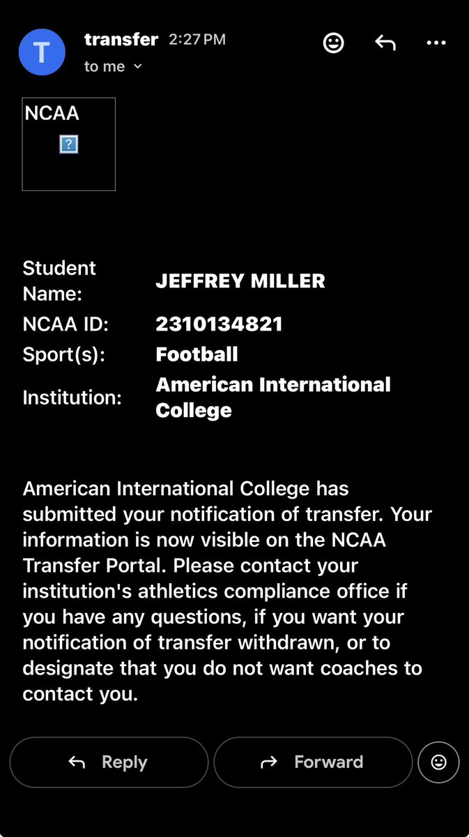 Jeffmiller587's tweet photo. Recently hit the portal and still looking for a home!  
Phone number: 2036949060
6’1 330 lbs
IOL
AIC Transfer (D2)
3 years of eligibility remaining 
3.3 GPA (Dean’s List)
Physical, high-IQ interior presence https://t.co/O4BUIolAGw
