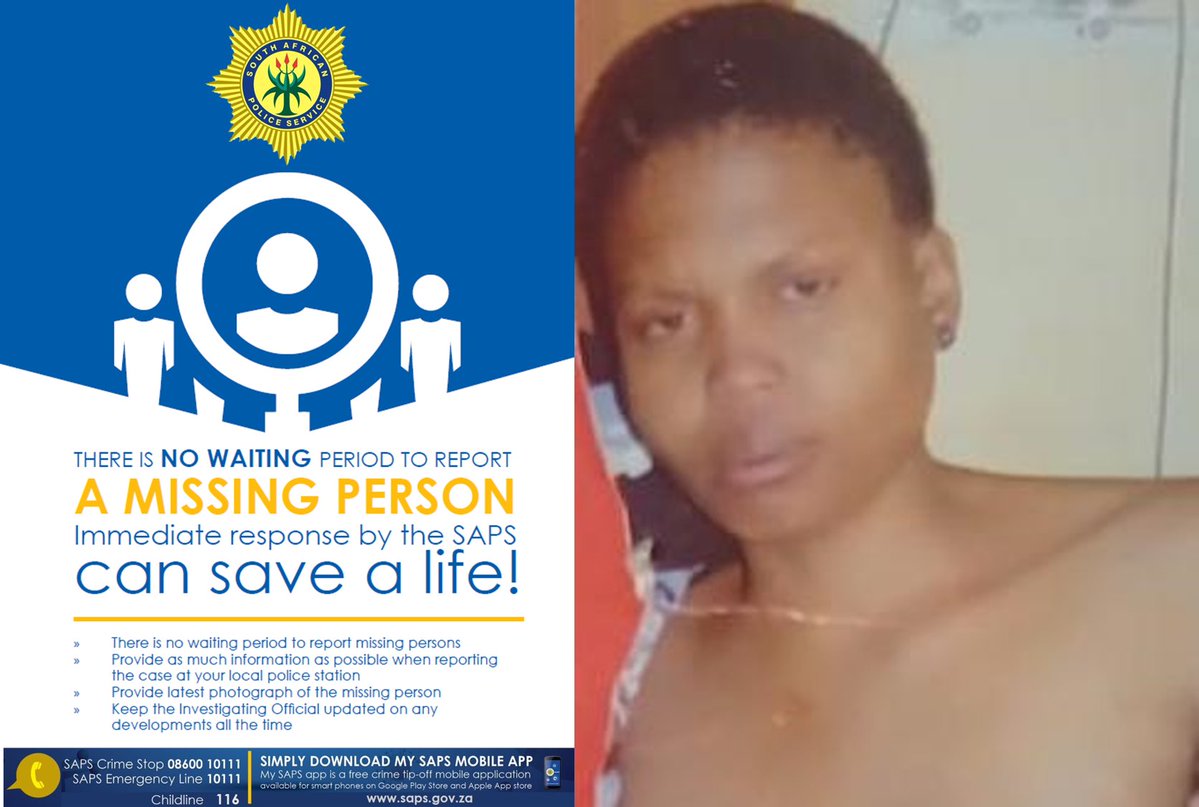 SAPoliceService's tweet image. RT #sapsFS Thabong #SAPS seeks public assistance in locating a #missing woman. It is reported that 44yr-old Tebello Veronica Mohloki left her place of residence on Friday, 01/05 at about 09:00, to attend a tombstone unveiling ceremony in Thaba Nchu. She has since not returned