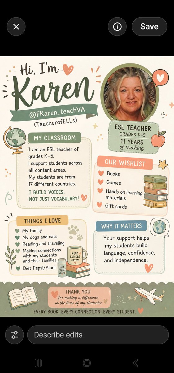 FKaren_teachVA's tweet image. Happy teacher appreciation week! Your support matters! Drop your lists below #clearthelist #BetterTogether 
Class amazon.com/hz/wishlist/ls…
Student books amazon.com/hz/wishlist/ls…
Fun amazon.com/hz/wishlist/ls…