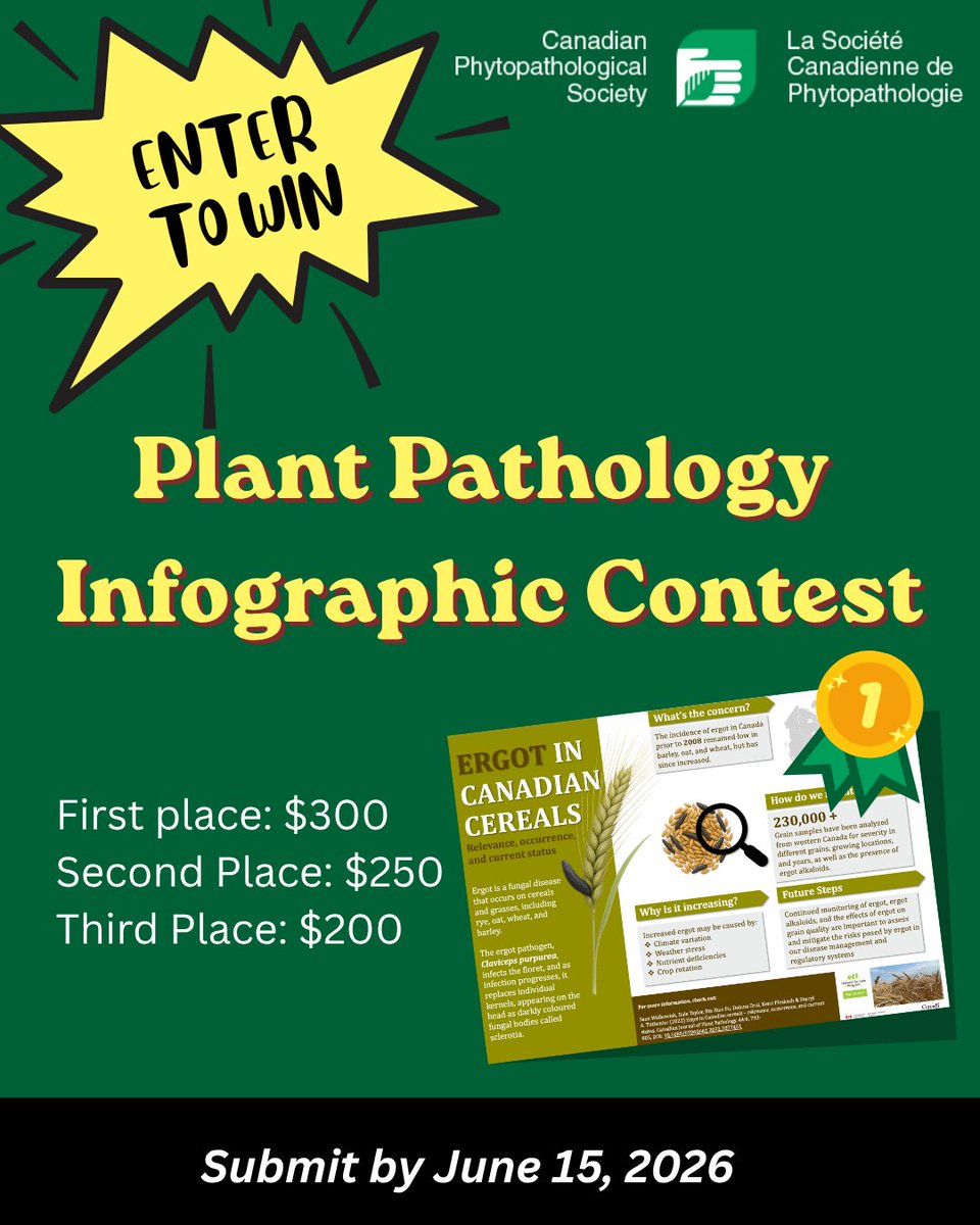 phytopathca's tweet image. Members of CPS are invited to create an infographic for the following contest! Submit to this form by June 15th to qualify: uoguelph.eu.qualtrics.com/jfe/form/SV_bp…
#PlantPathology #Education #Contest