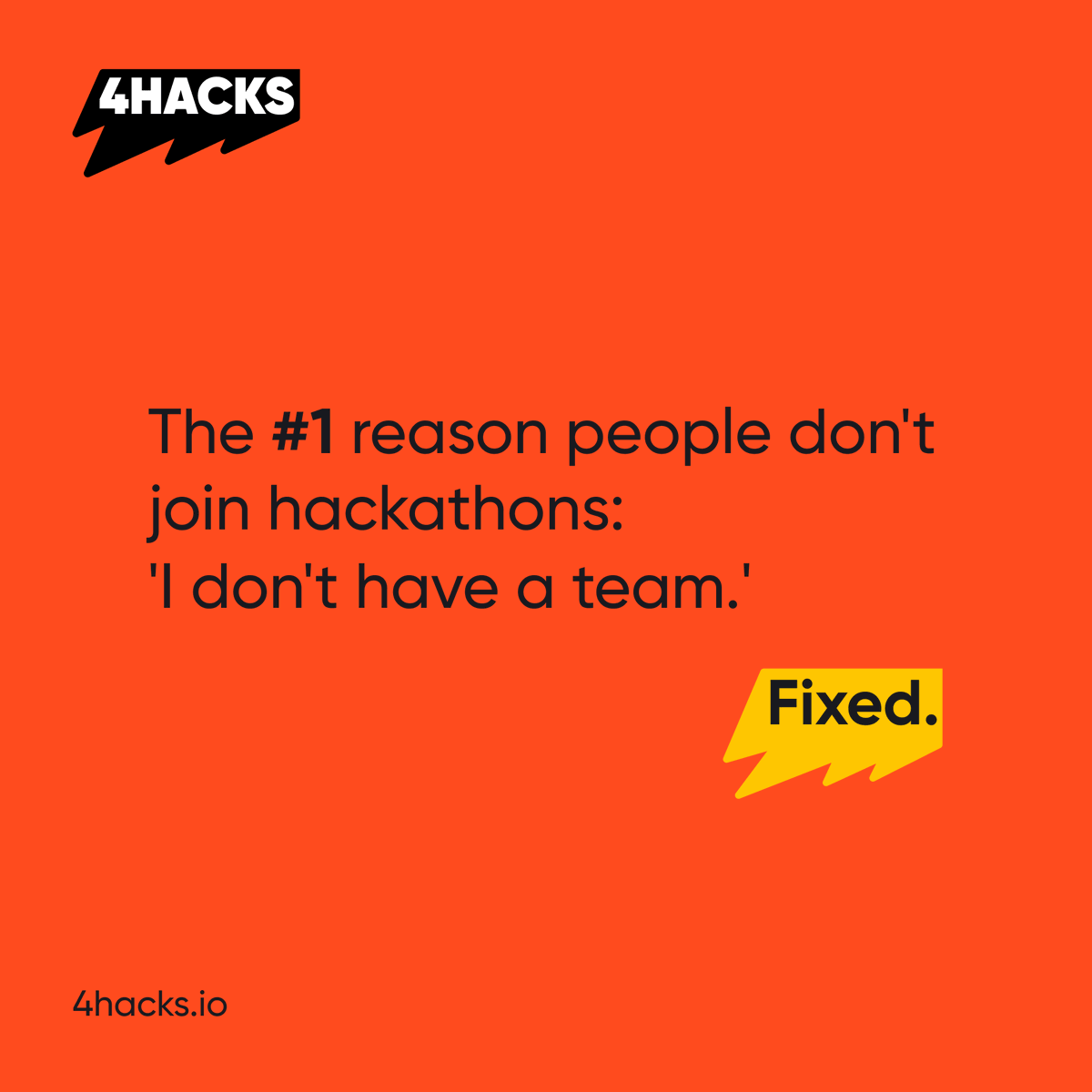 4Hacks_io's tweet photo. 'I want to join a hackathon but I don't have a team.'

We built a fix for that.

4Hacks team formation:
→ Browse builders by skill
→ Post what you're looking for
→ Match and start building

No more cold DMs. No more joining alone.

https://t.co/kjC627fy0s https://t.co/8ur7HVg9e5