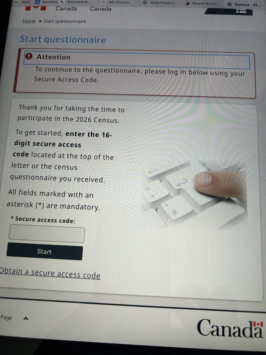 karendancy's tweet photo. @StatCan_fra Hi!  The website is not recognizing my access code. Have tried in several browsers. https://t.co/QtEDhzbyvV