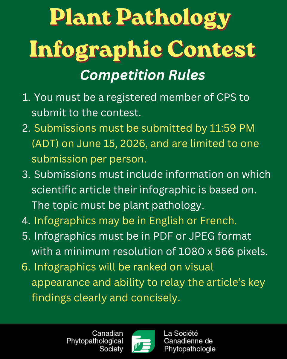 phytopathca's tweet image. Members of CPS are invited to create an infographic for the following contest! Submit to this form by June 15th to qualify: uoguelph.eu.qualtrics.com/jfe/form/SV_bp…
#PlantPathology #Education #Contest