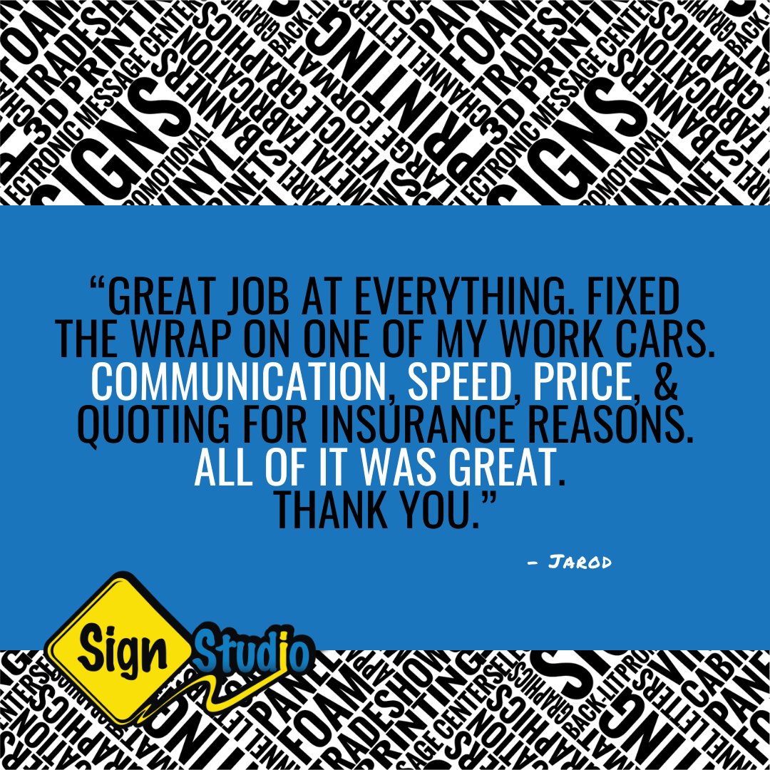yoursignsource's tweet photo. Proud to be NWA's #signsource. We look forward to working with you again, Jarod! 😎

#SignStudio #NotJustSigns #CompleteVisualMarketing #NWAsigns #WeveGotYourBack #FeedbackFriday #CustomeReview #Feedback #Review https://t.co/WGUp0uMJCL