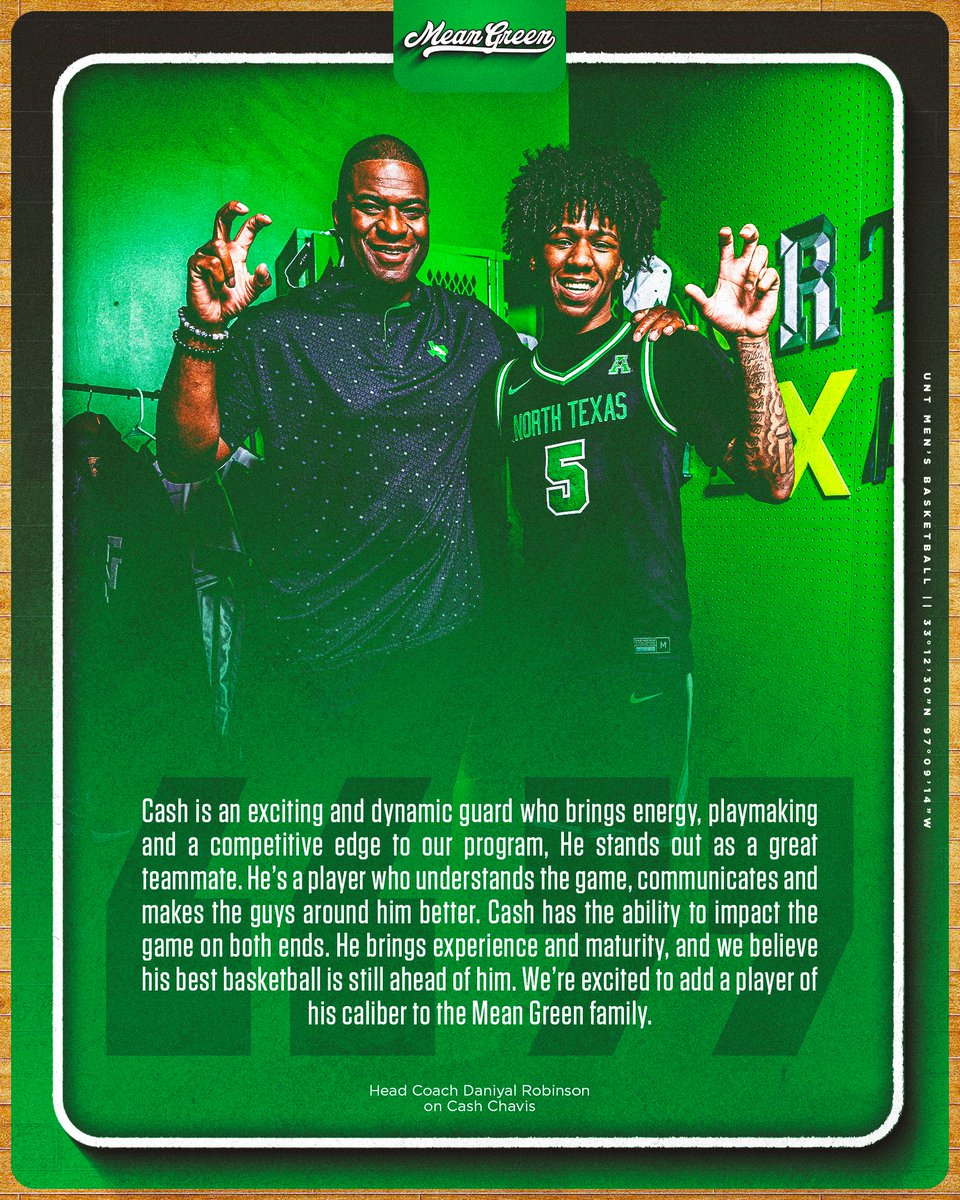 MeanGreenMBB's tweet photo. Welcome to Mean Green Nation Cash! 🤑

✅ 10.5 PPG, 3.5 APG, 1.2 SPG
✅ Started every game last year for UTA
✅ 2024 Minnesota 4A Player of the Year

➡️ https://t.co/uggdqsLuh8 https://t.co/nDgF2ugkgM
