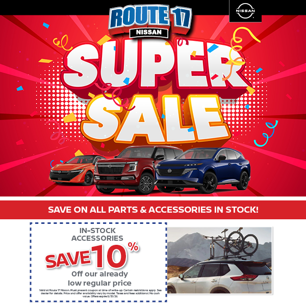 Route17Nissan's tweet image. Super Sale is HERE on ALL Parts &amp;amp; Accessories! 💸🛠️✨
🔗 bit.ly/2R899Ju
.
.
.
#Route17Nissan #Nissan #Service #Savings