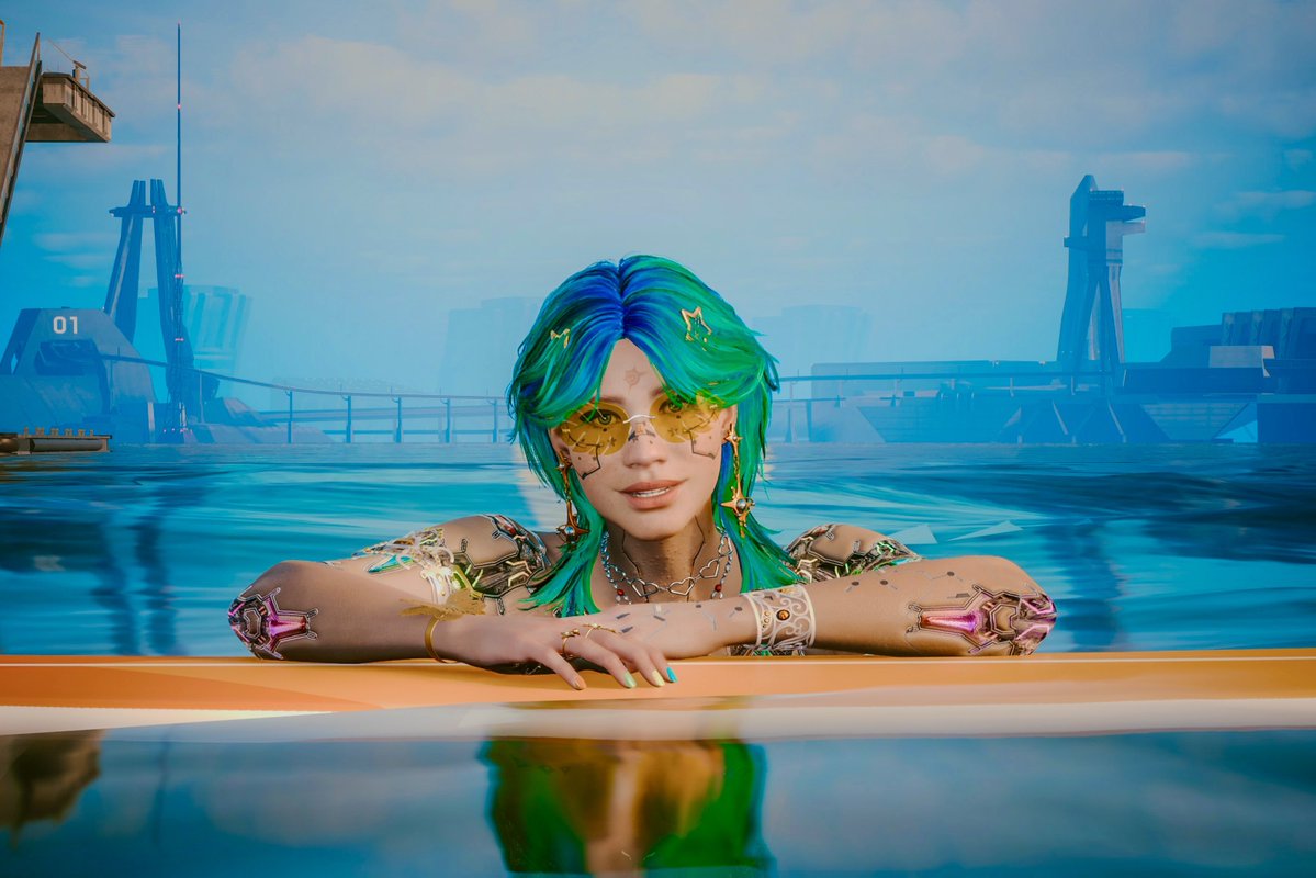 Garf10_01's tweet image. First beach pic in front of the Spaceport!!! I took a ton more pics I’m gonna post soon💗🏖️🐚

#Cyberpunk2077PhotoMode #cyberpunk2077