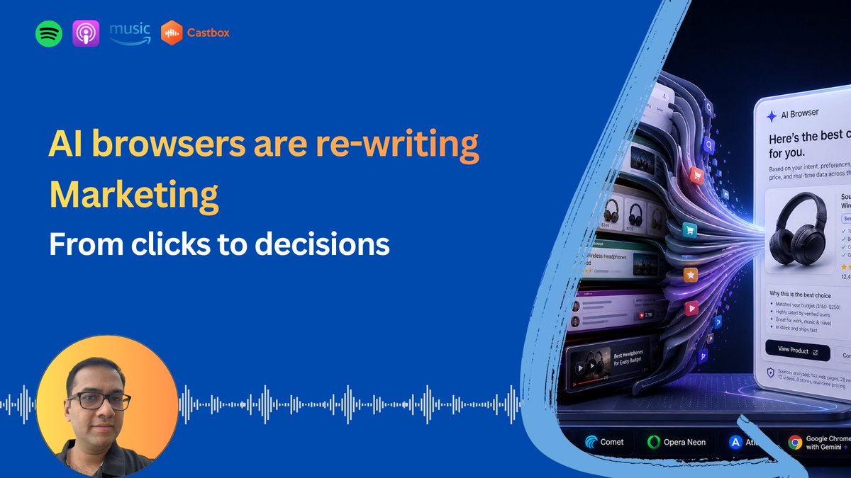 LikelyMktg's tweet image. 🤖 AI browsers now decide, not show. Are you visible? 🔗 spti.fi/likelymktg_ep1…

#AI #AIBrowsers #DigitalMarketing #IntentDriven #UserExperience #MarketingStrategy #Web3 #DataDriven #ContextualMarketing #MarketingStrategy #MarketingTrends #InfluencerMarketing #podcast