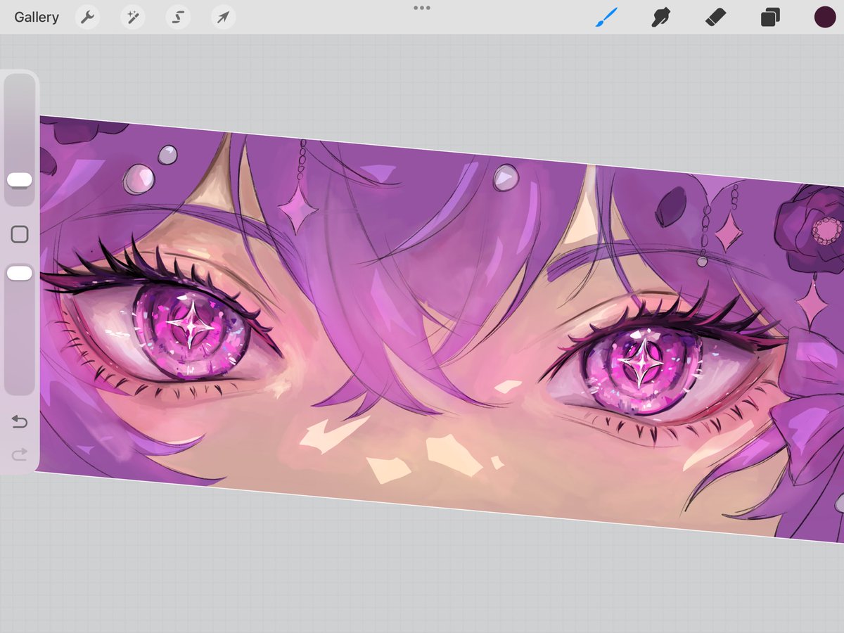 oatmilk_art_'s tweet image. wip of my first ever eye banner ive tried ^_^ around half way done need to finish the eyes and move onto the  hair 
#pink #purple #eyebanner #banner #bannerart