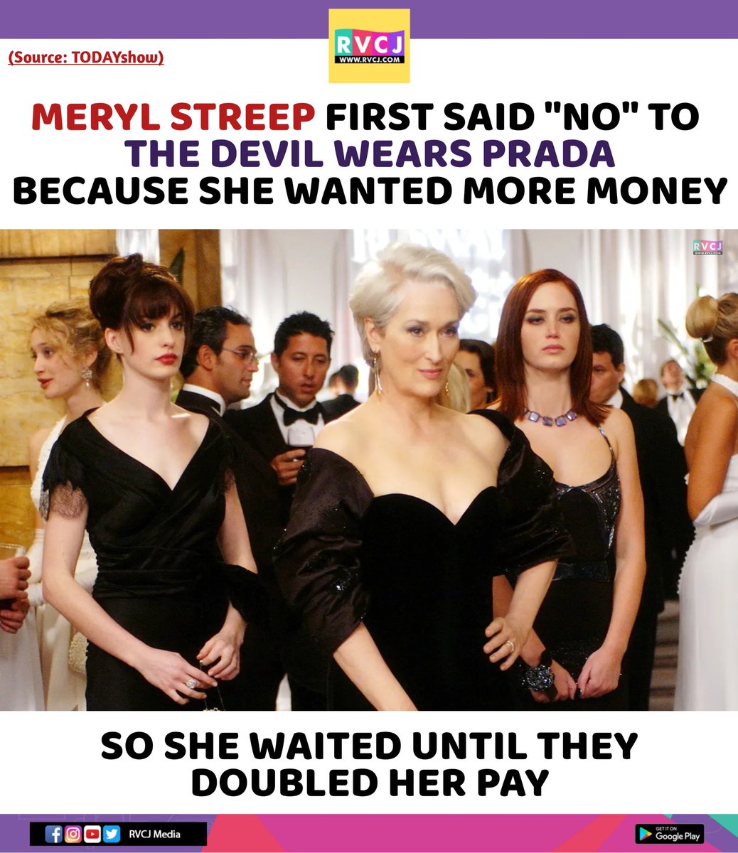 rvcjmovies's tweet image. Meryl Streep Turned Down ‘The Devil Wears Prada’ to Double Pay

#marylstreep #thedavilwearsprada #hollywood #hollywoodactor #hollywoodmovies