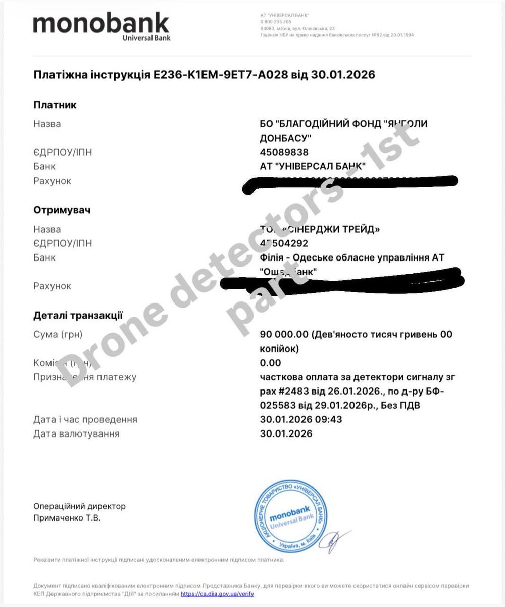 Iraapolo's tweet photo. Звіт!
56-та отримала детектори дронів й батареї до них, відеозвіт й чеки ось: https://t.co/9bplpLOPQl