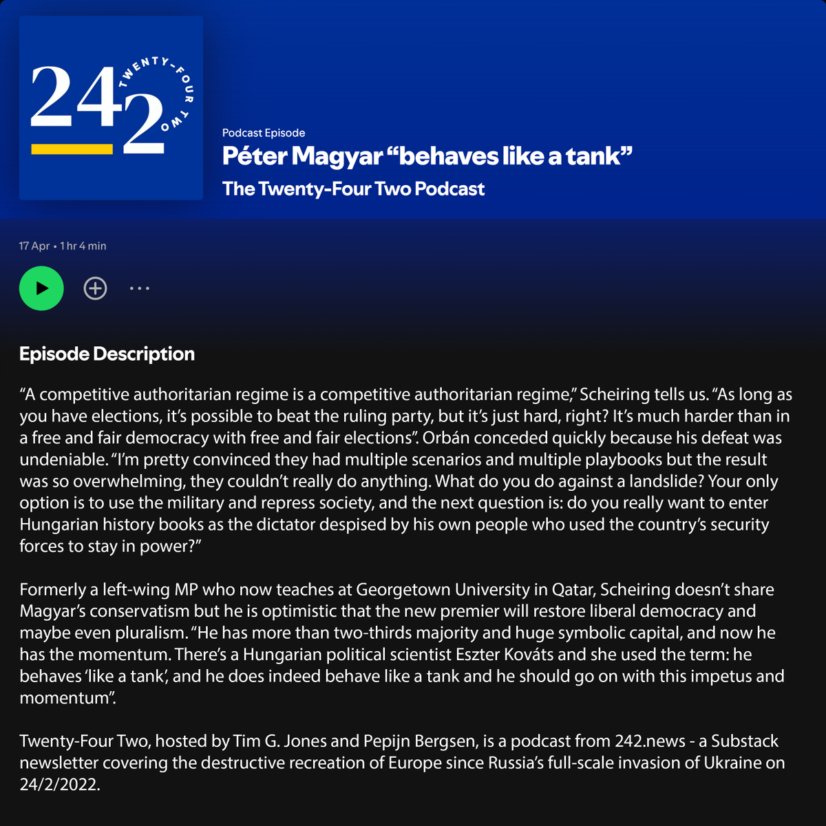 gscheiring's tweet photo. New podcast out on @24_2news with @pbergsen and Tim G. Jones on Hungary's morning after. We discuss what the post-Orbán transition tells us about Europe's #FarRight landscape, and why professional-class enthusiasm about the death of #illiberalism is running ahead of structural reality.

https://t.co/LgcdLcDm5g

#illiberalism #FarRight #Hungary #Europe @GUQatar