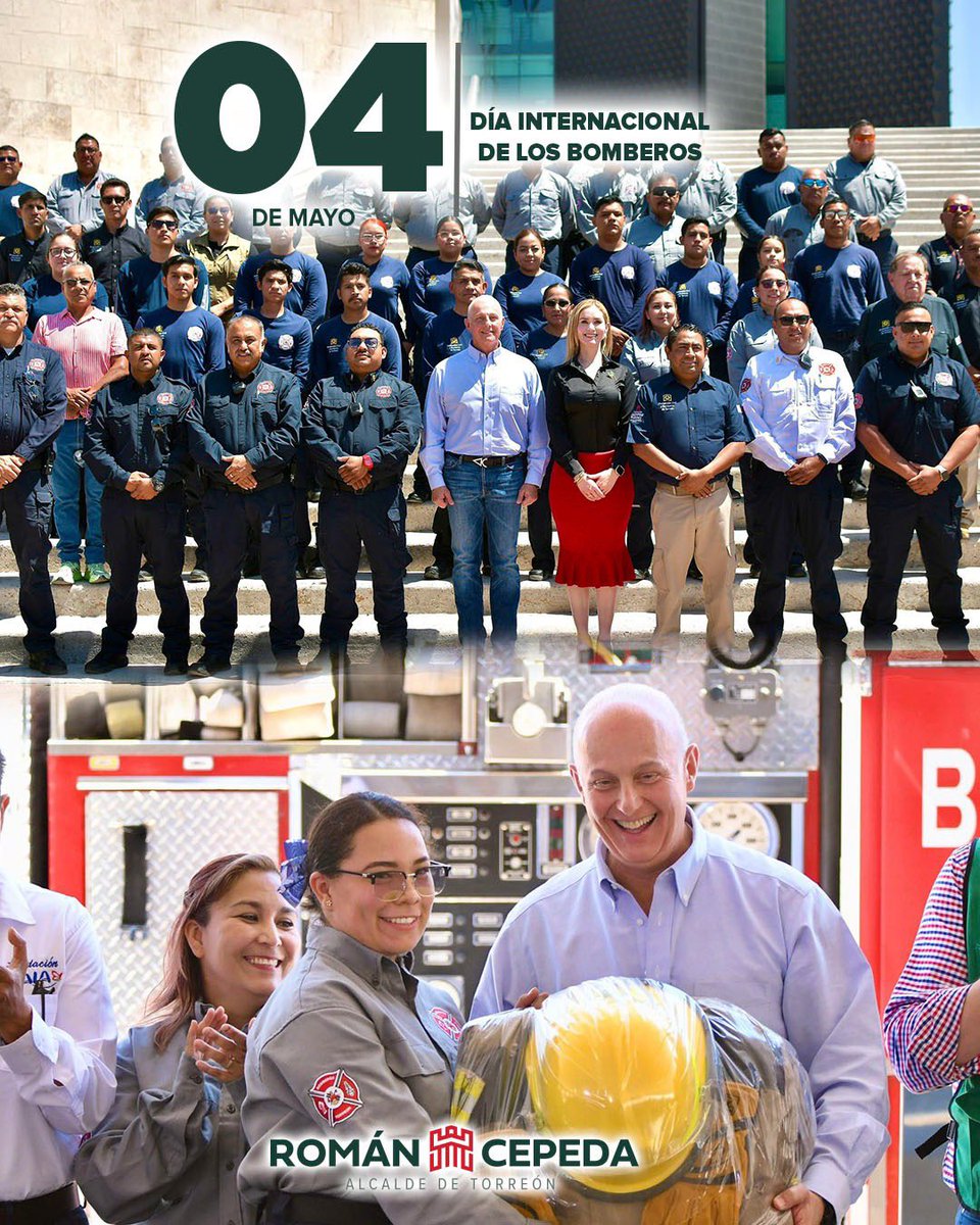En el Día Internacional del Bombero, reconocemos a las mujeres y hombres que con valentía y compromiso cuidan y protegen la vida de las y los torreonenses.