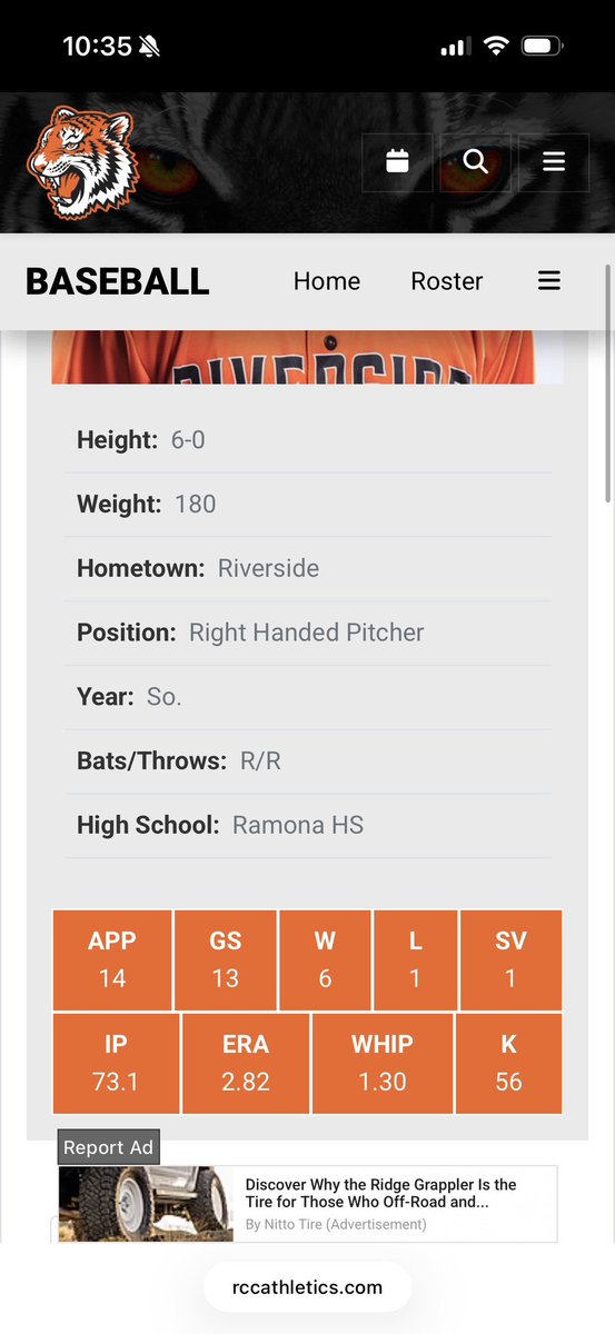 JakeValenzuel20's tweet photo. Last outing at Rcc. Fb 90-93 T 94
Sl 79-82 Cb 76-78 
Not the ending we wanted but forever grateful for the 2 years at Rcc, Countless memories, Amazing coaching staff looking forward to whats next. 

@BUncommitted 
@DigsPitcher 
@baseball_RCC https://t.co/o5yiuR9fRk