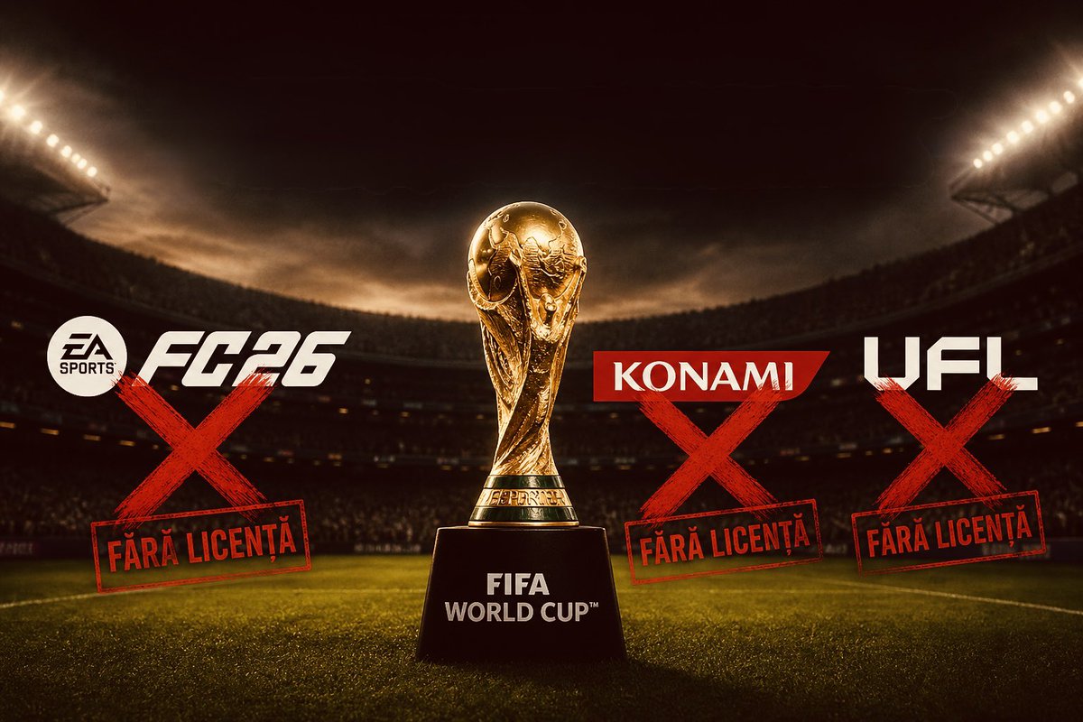 pe_gazon's tweet photo. 🏆 ❌ Nici EAFC, nici eFootball și nici UFL nu vor include în acest an cupa mondială. Și asta pentru că nimeni nu a reușit să ajungă la un acord cu FIFA, mai ales că FIFA urmează să-și lanseze propriul joc, pe Netflix, cel mai probabil în această vară. https://t.co/5ex9WpeS9y