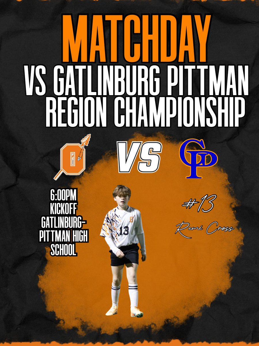 OMSIndiansTN's tweet photo. It's championship night for the OMS Indians soccer team as they compete for a Region Championship on the road against the Highlanders of Gatlinburg-Pittman. Kickoff is set for 6:00 pm. Good luck guys! #OwnTheO #CodeOrange https://t.co/c8TANQuvm8