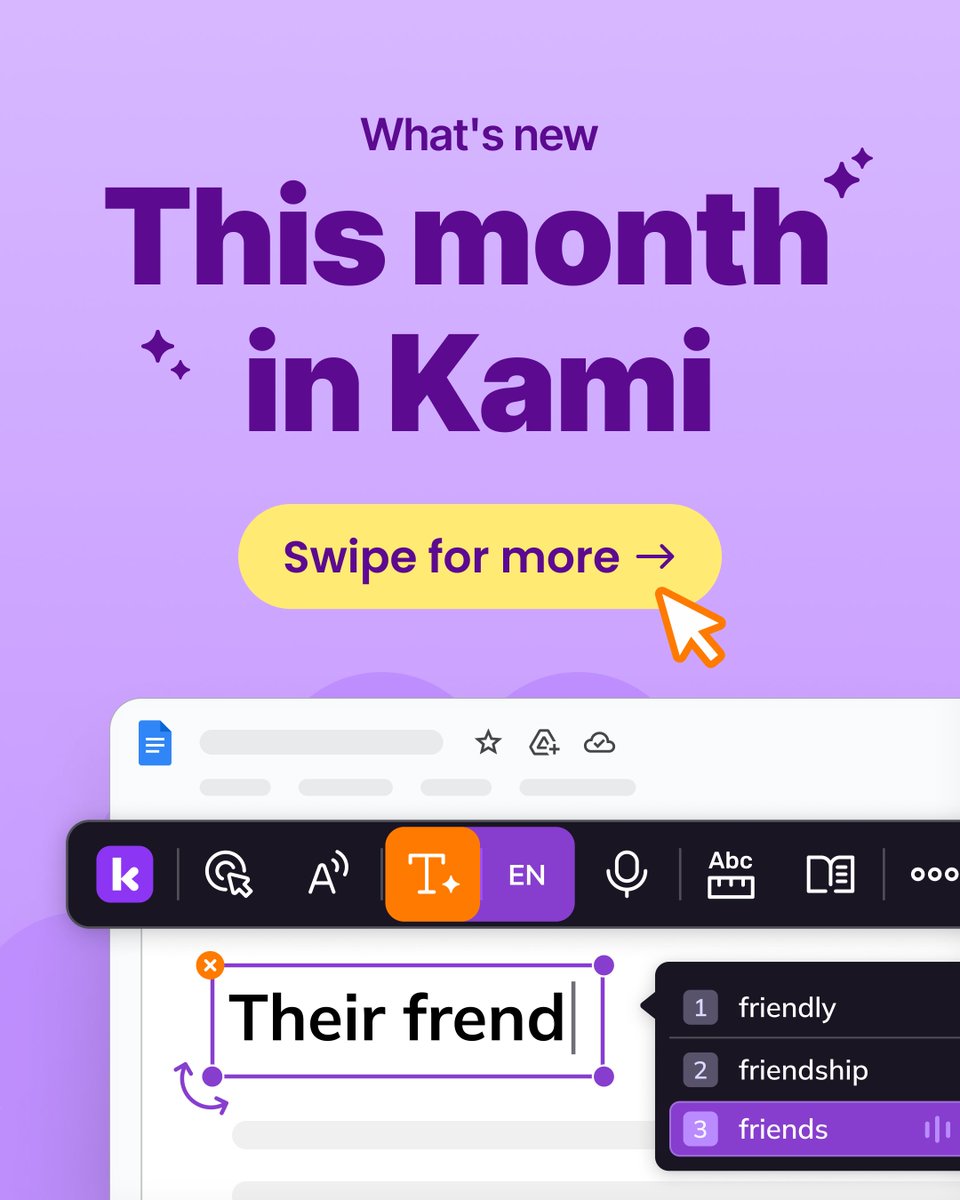 MissM3ganK's tweet photo. The latest updates to the Kami family of products–Kami, Kami Companion &amp; Book Creator–make teaching easier and learning more accessible. See what's new: https://t.co/mEylHDvPO1 https://t.co/q6uqNuHNei