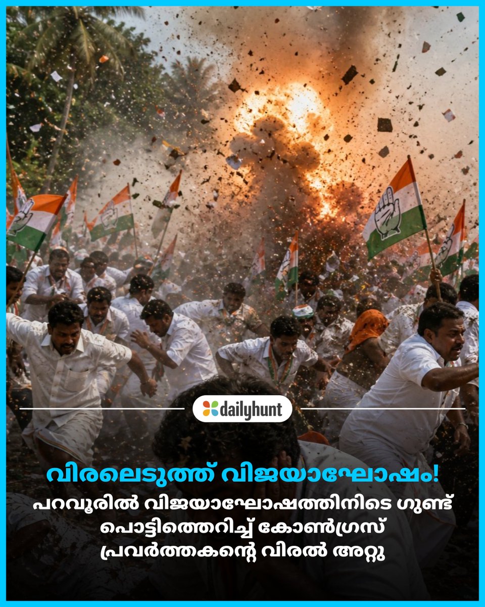 DH_Malayalam's tweet image. പറവൂര്‍ സ്വദേശിയായ സുധീഷിന്റെ ഇടതുകൈ വിരലാണ് അറ്റുപോയത്.

📸 Credit: AI

Reporter മറ്റ് പ്രമുഖ മാധ്യമങ്ങൾക്കുമായി: w.dhunt.in/14g9M0?partner…

#Paravur #Congress #Explosion #Accident #Politics #Ang