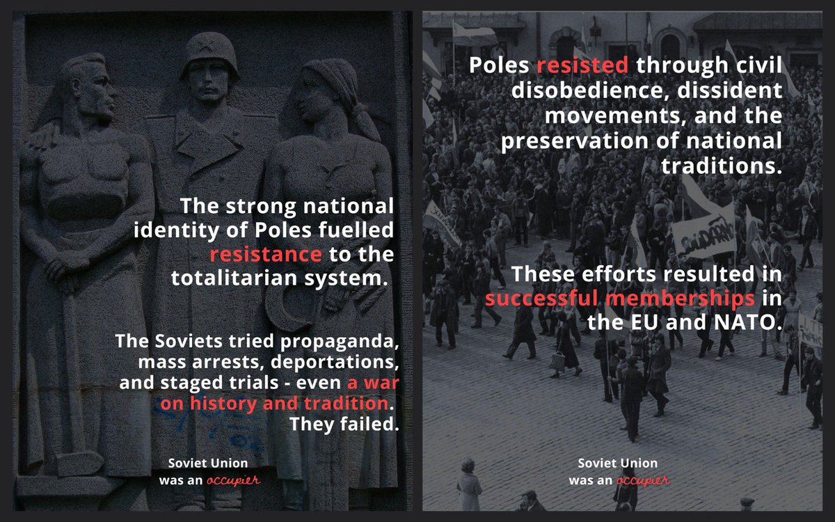 PLinNederland's tweet photo. In 1944 and 1945, the Soviet Army entered Poland and used military force to crush the efforts of Polish citizens to restore their state. The Soviet propaganda machine tried to normalise the occupation by calling it liberation. The Soviet Union didn't have its own Nuremberg. https://t.co/6zeSMD0P07