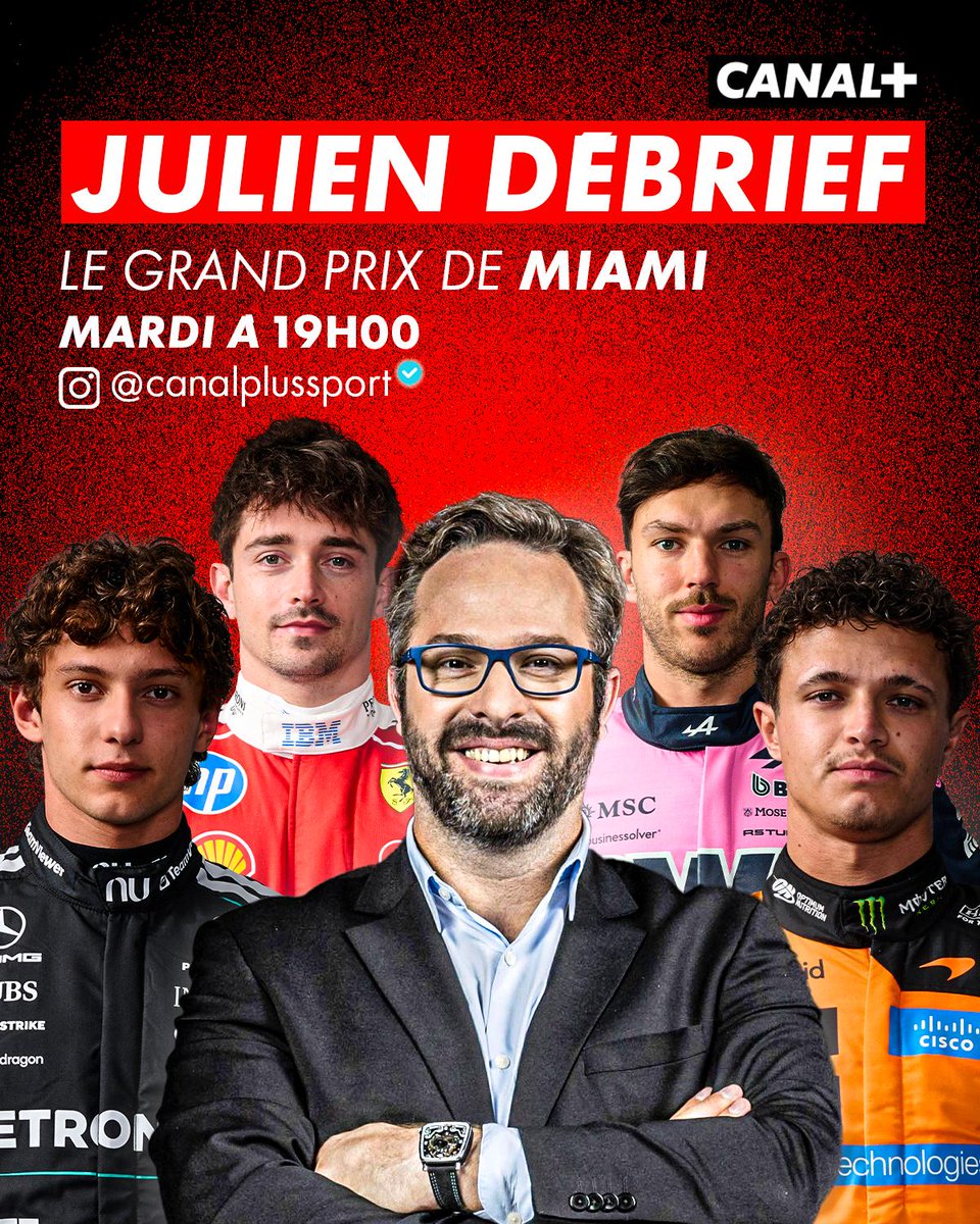 Julien_FEBREAU's tweet photo. 💥 ALERTE DEBRIEF F1 💥

Je vous retrouve CE MARDI dès 19h sur le compte INSTA @canalplussport pour debriefer ce GP de Miami !!

Vos réactions et vos questions en LIVE à ce week-end de reprise de la #F1 sur @canalplus !!

#RDVau1erVirage #JulienDebrief #MiamiGP https://t.co/FWJrZonEFI