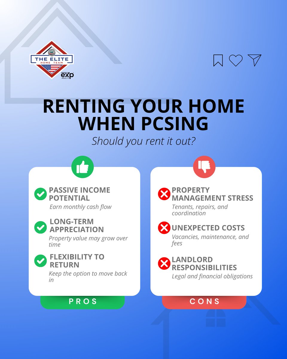 SamLynchRealtor's tweet photo. PCSing soon and wondering if you should rent out your home or sell it? 🏡🔑 

Don't sign your orders until you read this…

Sam Lynch | Veteran | REALTOR®
The Elite Home Team by eXp Realty
Email: sam@lynchconquests.com
Phone: (910) 941-8541
Website: https://t.co/VC24cC1Zkn

#PCS #MilitaryRelocation #RentOrSell #PCSSeason #RealEstateInvesting #MilitaryMove #VAHomeLoan #SamLynchRealtor #TheEliteHomeTeam #Winning