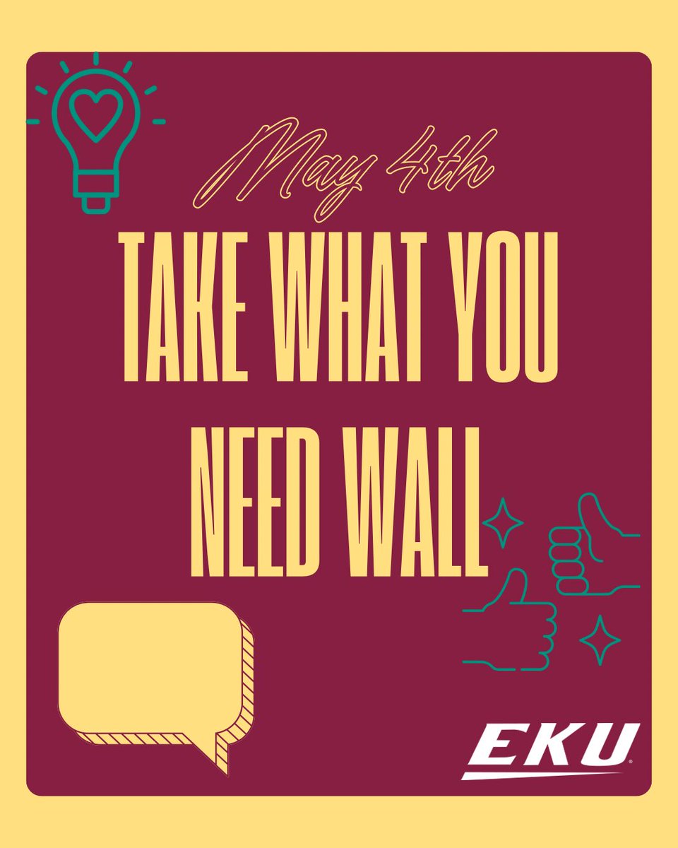 TAKE WHAT YOU NEED WALL 👏🏼

Happy Finals Week, Colonels! Come visit the SSC today to grab an encouraging message to give you the extra boost you need to ace your finals 📈🔥