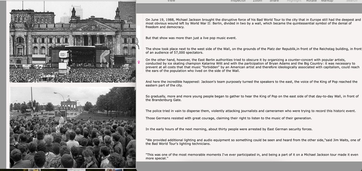 MJJJusticePrjct's tweet image. Before the Michael Jackson's BAD concert outside the Brandenburg Gate in 1988, Jackson had his team turn the speakers to the east - East Berliners gathered to listen to his #music - #HIStory I wish this Great info would be #MichaelMovie Part2  -#facts over #fiction