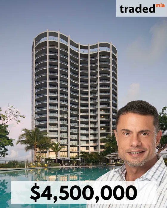 tradedmiami's tweet image. SALE
IMAGE: Glenn Rivera
DATE: 05/01/2026
ADDRESS: 2821 South Bayshore Drive Unit 15C
MARKET: Coconut Grove
ASSET TYPE: Condo

BUYER: Brendan Kerr
BUYER'S REP: Glenn Rivera  - The Agency RE, LLC 

SALE PRICE: $4,500,000
SF: 1,954 ~ PPSF: $2,302

#Miami #RealEstate #tradedmia #MIA