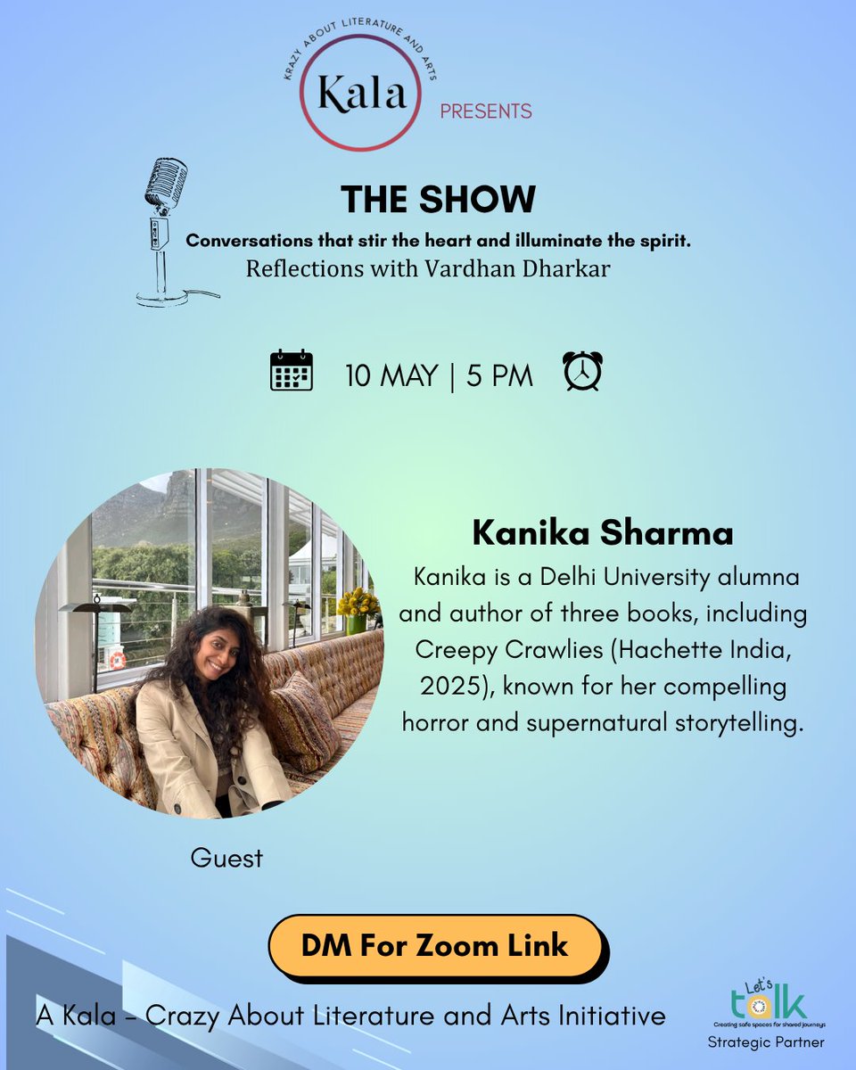 sanjay030359's tweet image. Coming up on The Show:
Kanika Sharma, author of Creepy Crawlies.
📅 10 May | 🕔 5 PM
#TheShow #Kala #IndianAuthors