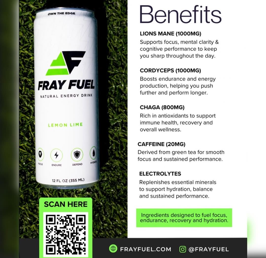 Intermiamicfhub's tweet photo. 🚨HOMEGROWN ENERGY ⚡️

Matchdays are more than 90 minutes — and staying focused throughout matters.

That’s why we tried @frayfuel, a natural energy drink built around focus, endurance, hydration, and recovery. 0 calories, zero sugar, no crash, 20mg of caffeine from green tea, electrolytes, and key ingredients like Lion’s Mane, Cordyceps, and Chaga.

Built around one of our own — Ian Fray. Clean matchday energy for the moments that demand sharpness and commitment. 💗🖤

Thank you @frayfuel for giving @intermiami_newshub / @INTERMIAMIDAILY the chance to review it. ⚡️