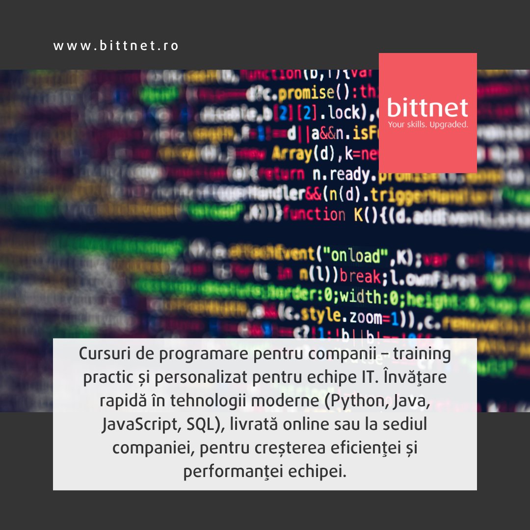 BittnetTraining's tweet photo. Competențele de programare sunt esențiale pentru dezvoltarea și scalarea oricărei organizații moderne.

👉 Descoperă cursurile disponibile: https://t.co/euDeWUJCRg https://t.co/bRwQn3d430
