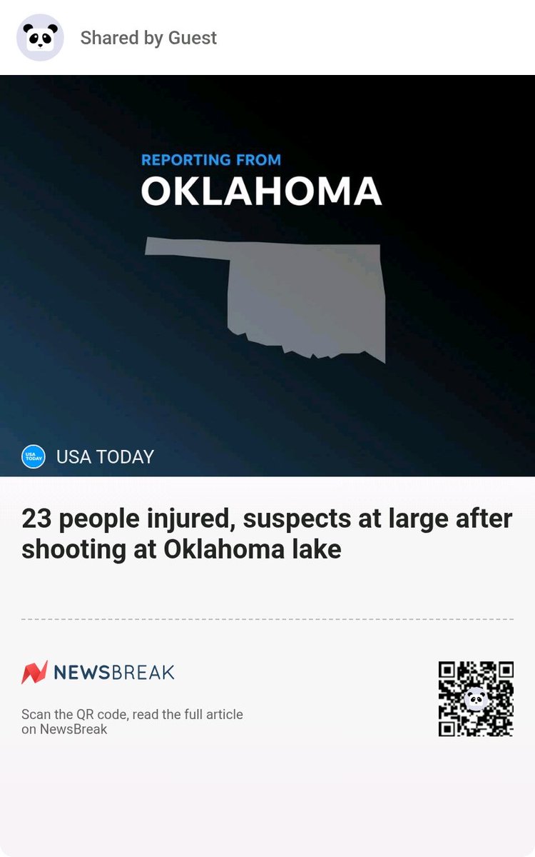 ALLREDToDoRoJo's tweet image. 23 people injured, suspects at large after shooting at Oklahoma lake #Shooting #Oklahoma #23People #OklahomaHighwayPatrol #Violentcrime
share.newsbreak.com/ibrtg397