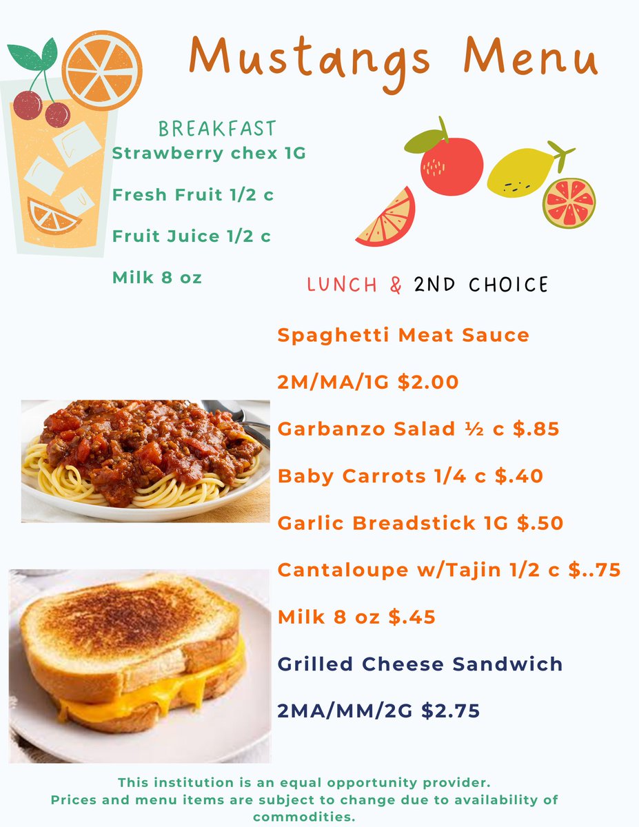 mmeraz08's tweet image. Our Mustangs Menu for tomorrow!!

#SISD #ALLIN