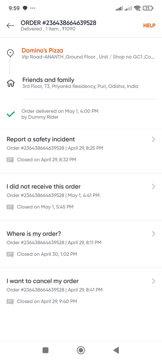 sehjan's tweet photo. @CareDominos @SwiggyCares @Swiggy @consumerforum_ Attached all the conversation from Swiggy. 
No result as of Now. It's a loot and fraud by @Swiggy .if the food has not delivered then why the money has not returned back till now. What t hell you guys are doing? It's not about Money,it's about integrity of @Swiggy &amp; @CareDominos https://t.co/Rj6tFYZJxu