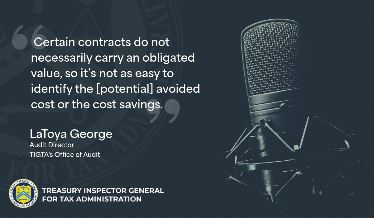 TIGTA's tweet photo. Early last year, the IRS cancelled more than 340 contracts. But calculating the potential costs savings on those can get a little tricky. 

We spoke with @FederalNewsNet to break down the math.

🎧 Listen here:

https://t.co/8SuI7mYT9h https://t.co/rPefZIZbB6