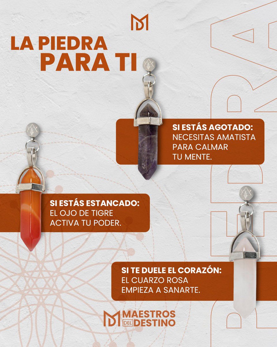 alfonsoleon10's tweet image. Tu energía habla incluso cuando tú callas ✨ Si el cansancio te invade, la amatista calma tu mente; si sientes bloqueo, el ojo de tigre despierta tu poder; y si el corazón pesa, el cuarzo rosa inicia tu sanación 💜 ¿Qué te está pidiendo hoy tu alma? #Astrología #Energía #Sanación