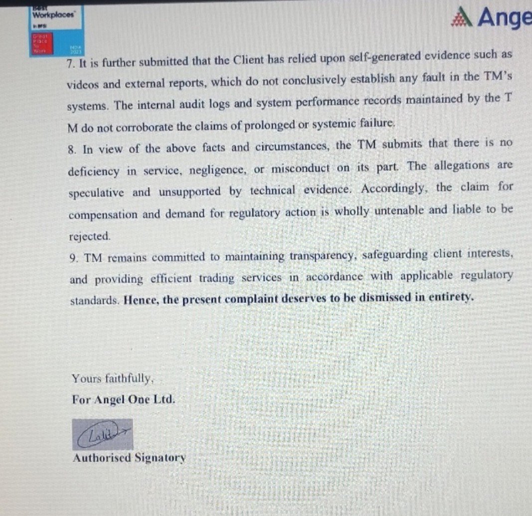 prem_tiwari208's tweet photo. "Inaccurate ATR by @AngelOne! 🚨
SEBI SCORES complaint (No: 018537/1) mein mere video proof ko 'self-generated' bataya gaya hai. Maine is report ko REJECT kar diya hai.
Sacchai in 4 photos mein dekhiye. 👇
#AngelOne #TradingGlitch #SEBI #JusticeForTrader https://t.co/Af88MhUzwC