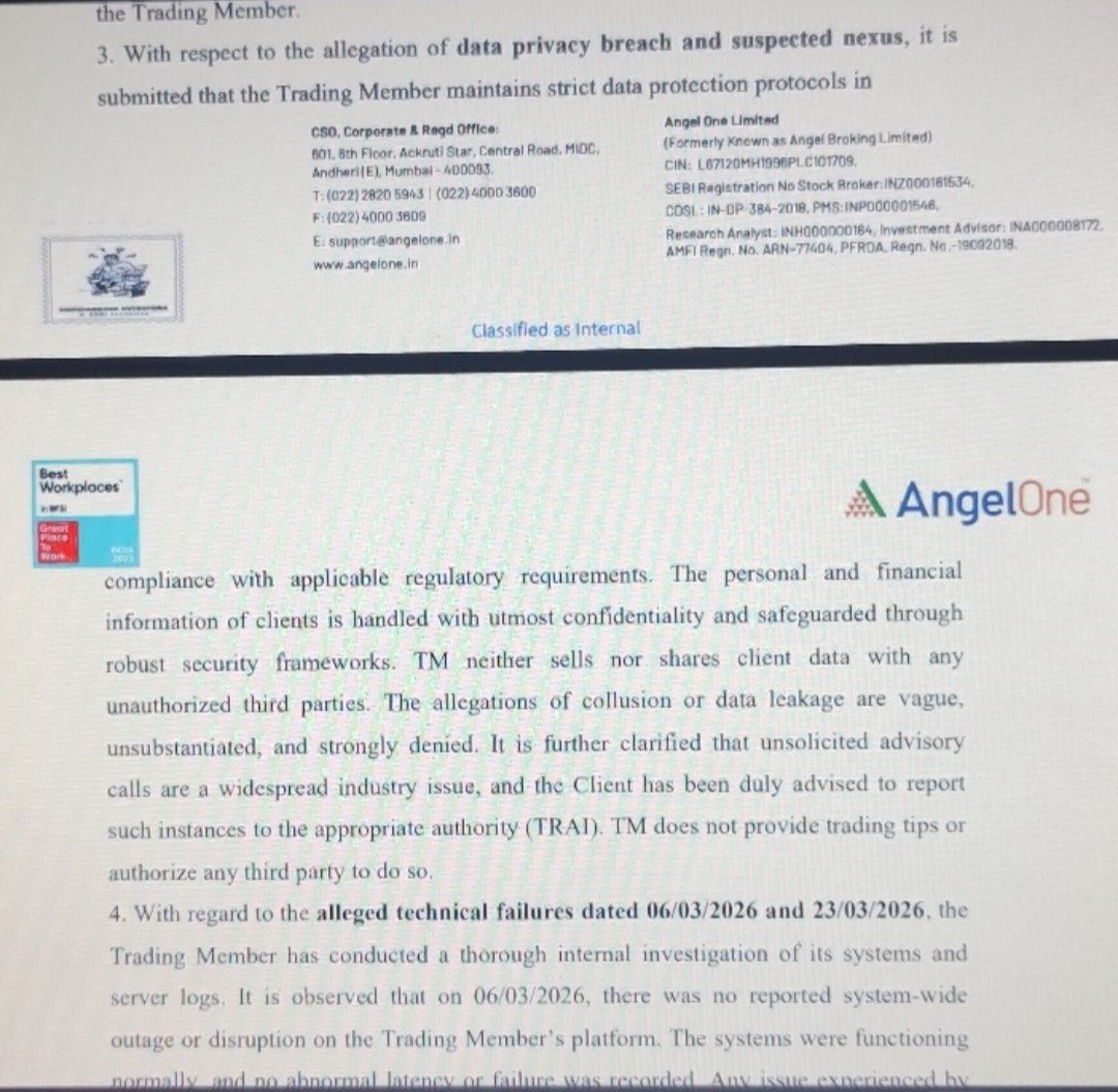 prem_tiwari208's tweet photo. "Inaccurate ATR by @AngelOne! 🚨
SEBI SCORES complaint (No: 018537/1) mein mere video proof ko 'self-generated' bataya gaya hai. Maine is report ko REJECT kar diya hai.
Sacchai in 4 photos mein dekhiye. 👇
#AngelOne #TradingGlitch #SEBI #JusticeForTrader https://t.co/Af88MhUzwC