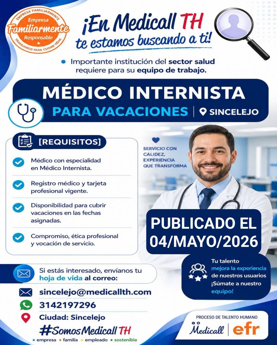 Oportunidad para laborar en Sincelejo