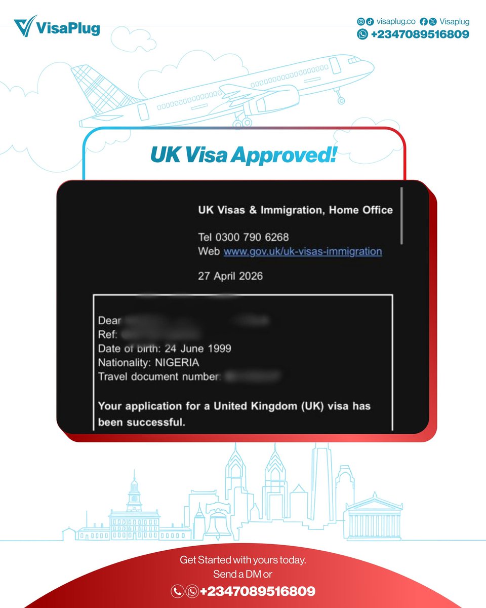 visa_plug's tweet image. 🇬🇧 Another UK visa approval successfully secured. 

Every approval is a reflection of proper guidance, accurate documentation, and a well-handled application process.

Yours could be next.
📩 Send us a DM or
📞 Call/WhatsApp: +2347089516809

#VisaPlug #UKVisaApproval #VisaSuccess